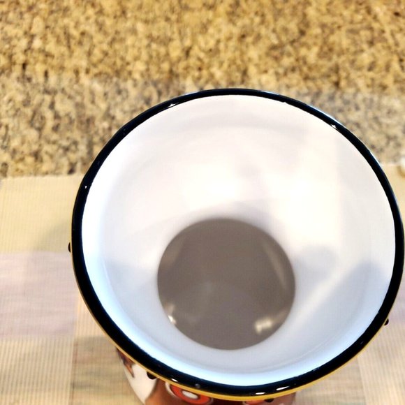 Whimsical Studio Nova Ceramic Vase Pattern Fish Catch Orange Yellow Red 11" High - Picture 5 of 6